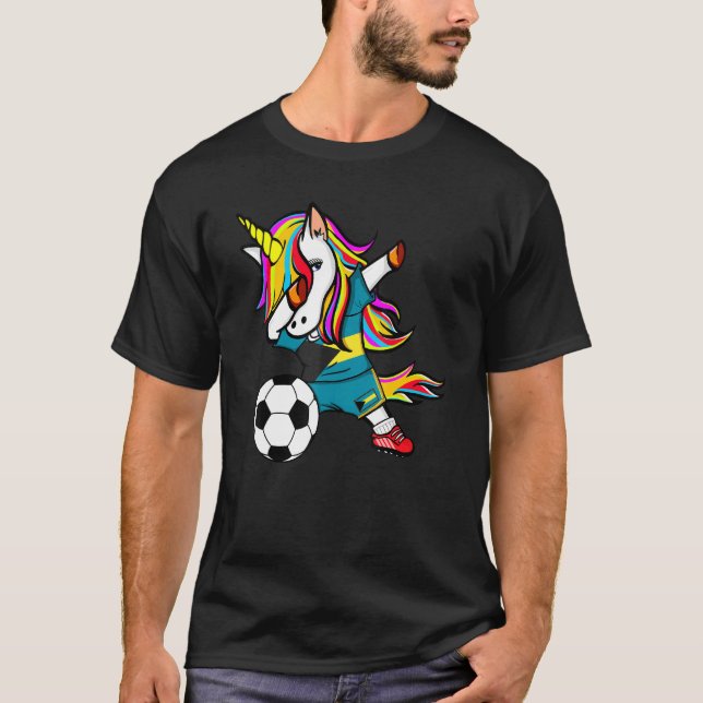 Camiseta Dabbing Unicorn Bahamas Futebol Bahamas Flag So (Frente)
