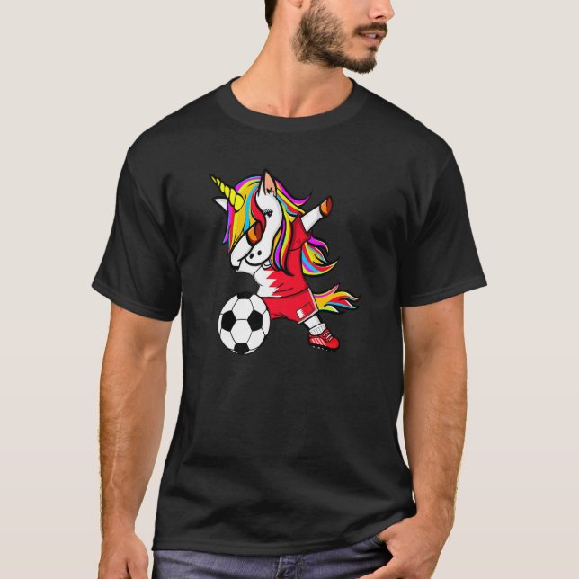 Camiseta Dabbing Unicorn Bahrain Futebol Bahrain Flag So (Frente)