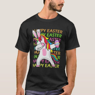 Camiseta Dabbing Unicorn Bunny Eggs Hunting Funny Páscoa D