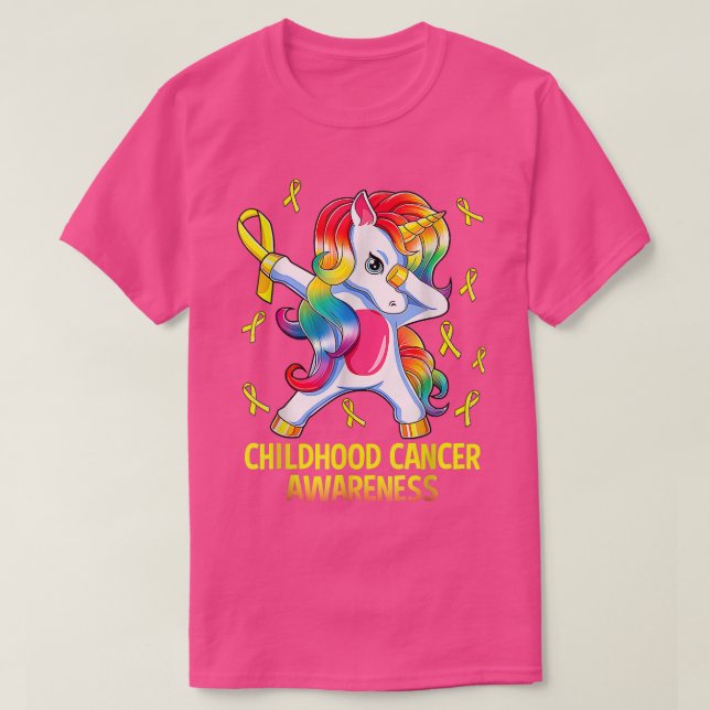 Camiseta Dabbing Unicorn Childhood Cancer Awarness 1540 (Frente do Design)