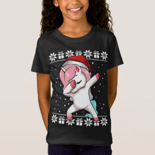 Camiseta Dabbing Unicorn Christmas Pajama Cute Ugly X-Mas S