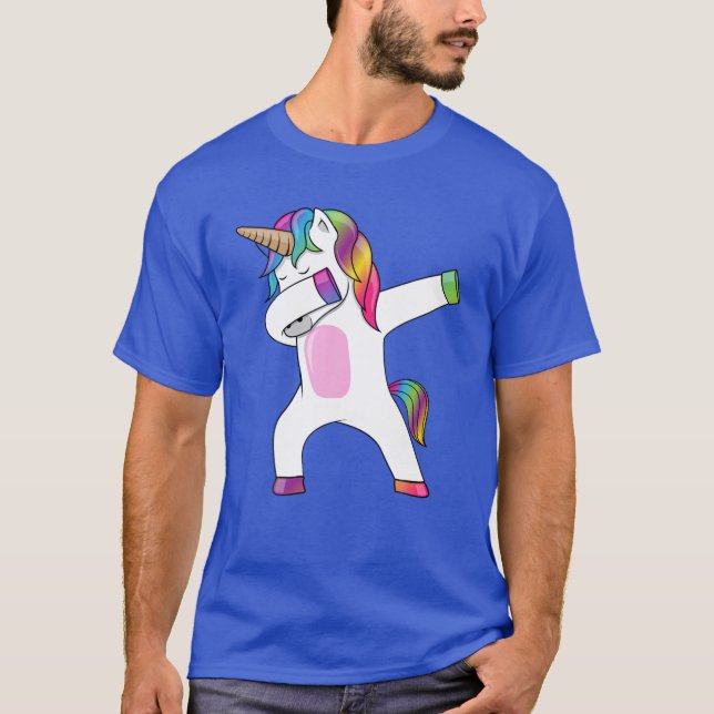 Camiseta Dabbing Unicorn - Dab Dance Rainbow Unicorn (Frente)