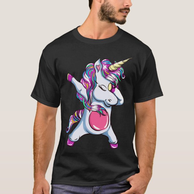Camiseta Dabbing Unicorn Dab Dance Unicorn Kids Girls (Frente)