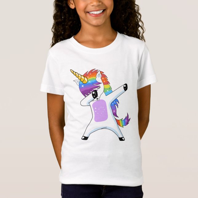 Camiseta Dabbing Unicorn - Dançando o Rainbow Unicorn Ofert (Frente)