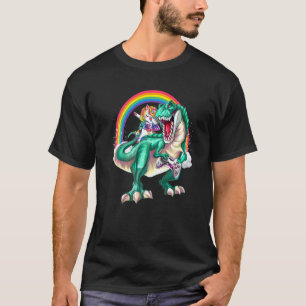 Camiseta Dabbing Unicorn Dinossaur Game Controller Rainbow 