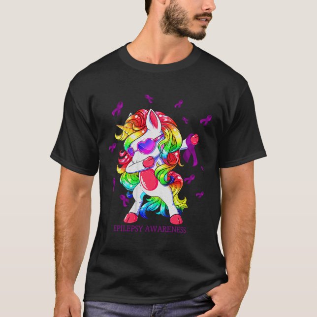Camiseta Dabbing Unicorn Epilepsy Awarness Gifs (Frente)