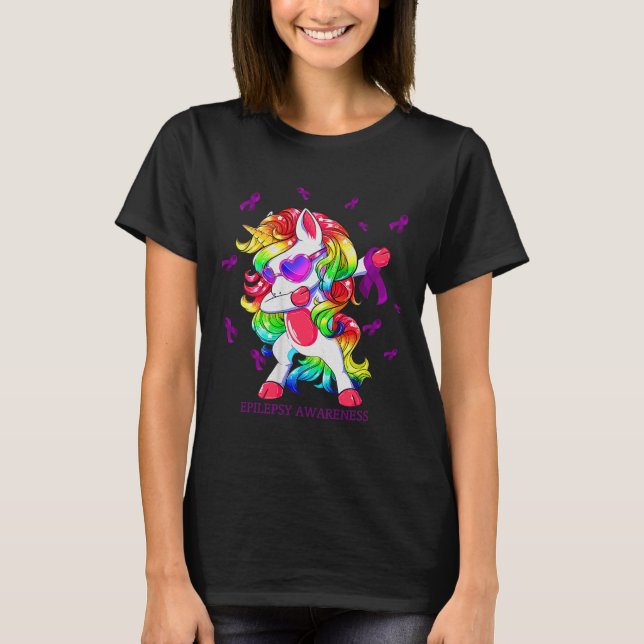 Camiseta Dabbing Unicorn Epilepsy Awarness Gifs (Frente)