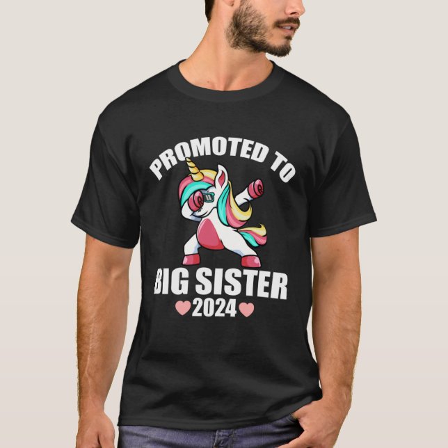 Camiseta Dabbing Unicorn  For Girls Promoted To Big Sister  (Frente)