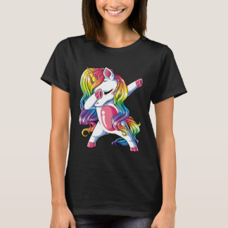 Camiseta Dabbing Unicorn Girls Kids Rainbow Dab Dance Squad