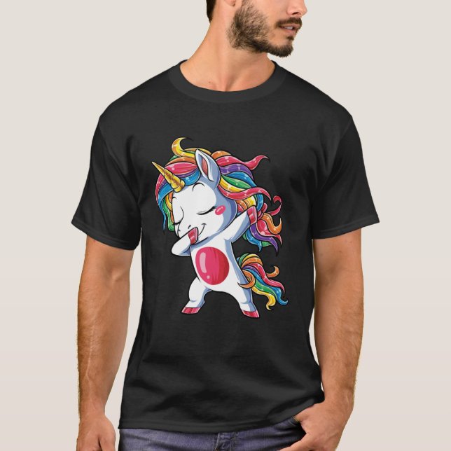 Camiseta Dabbing Unicorn Girls Kids Rainbow Dab Dance Squad (Frente)