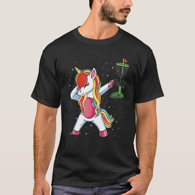 Camiseta Dabbing Unicorn Golfer Disk Golf Player Girls Wom (Frente)