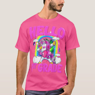 Camiseta Dabbing Unicorn Hello 1 rua Grau Rainbow De Volta