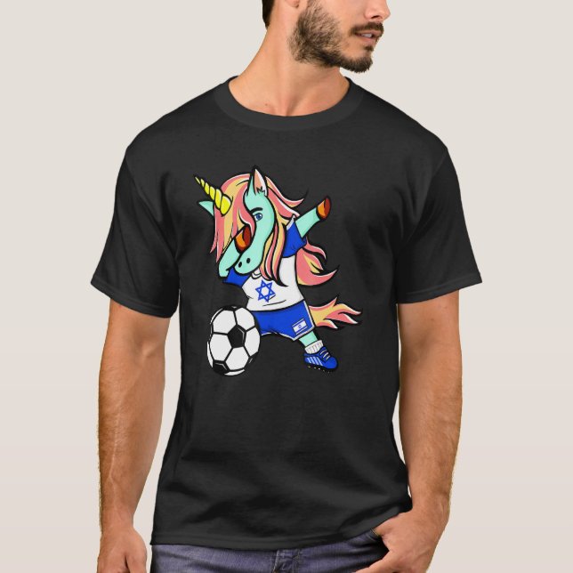 Camiseta Dabbing Unicorn Israel Football Flag Socc (Frente)