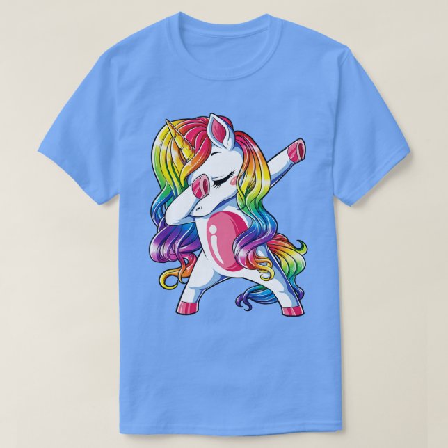 Camiseta Dabbing Unicorn Kids Girls Boys Rainbow Squad Cute (Frente do Design)