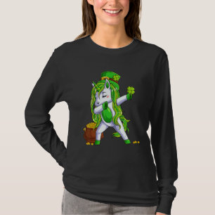 Camiseta Dabbing Unicorn Leprechaun Dia de São Patrício Par