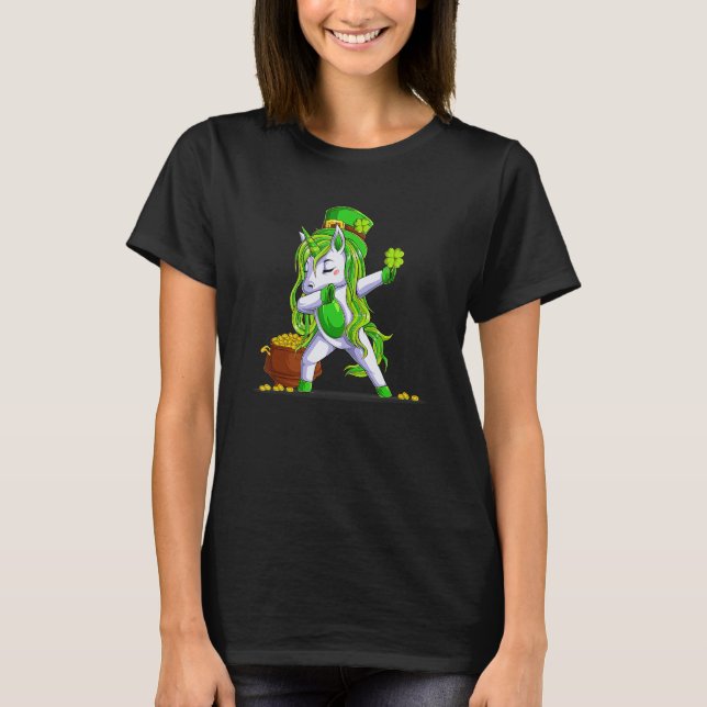Camiseta Dabbing Unicorn Leprechaun Lepricorn St Patricks D (Frente)