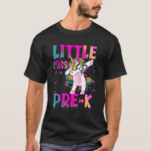 Camiseta Dabbing Unicorn Little Miss Pre K De Volta À Escol