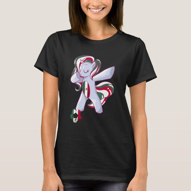 Camiseta Dabbing Unicorn Mexico Flag Mexican Flag Mexican S (Frente)