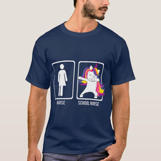 Camiseta DABBING UNICORN NURSE VS SCHOOL NURSE  Gift Dabs (Frente)