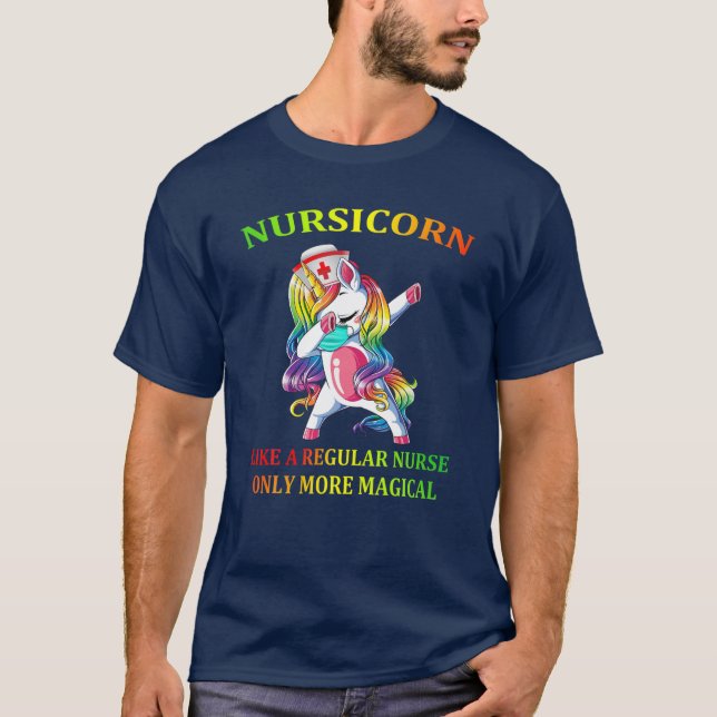Camiseta Dabbing Unicorn Nursicorn Enfermeira Engraçada (Frente)