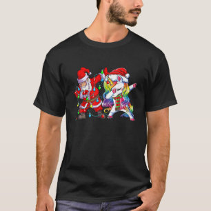 Camiseta Dabbing Unicorn Papais noeis Crianças de Natal Ra