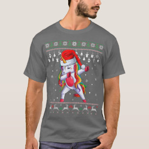 Camiseta Dabbing Unicorn Papais noeis suando crianças feias