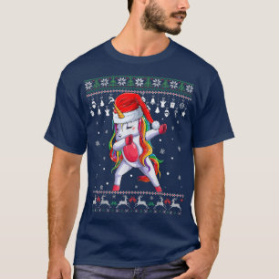 Camiseta Dabbing Unicorn Papais noeis suando crianças feias