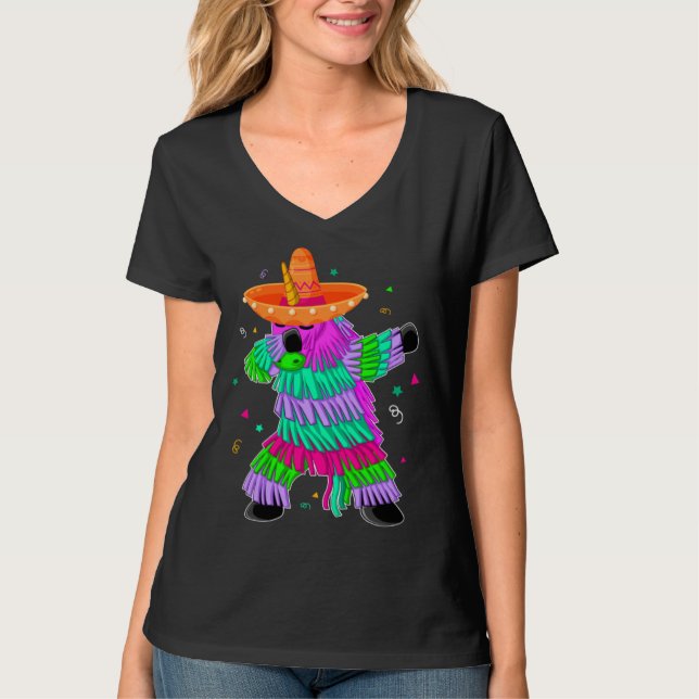 Camiseta Dabbing Unicorn Pinata Mexican Fiesta Cinco De May (Frente)