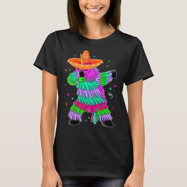 Camiseta Dabbing Unicorn Pinata Mexican Fiesta Cinco De May (Frente)