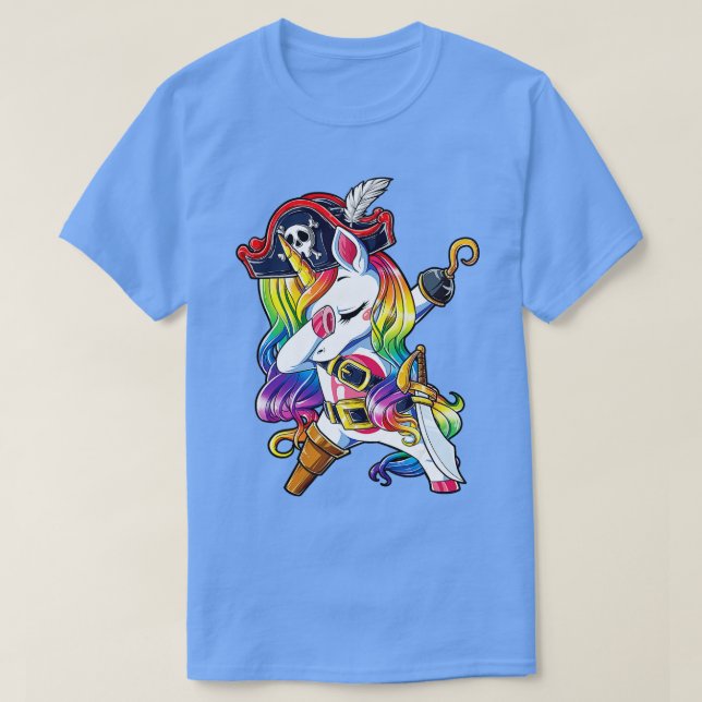 Camiseta Dabbing Unicorn Pirate Jolly Roger Costume Kids Gi (Frente do Design)