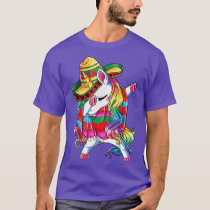 Camiseta Dabbing Unicorn Poncho Hat Cinco de Mayo