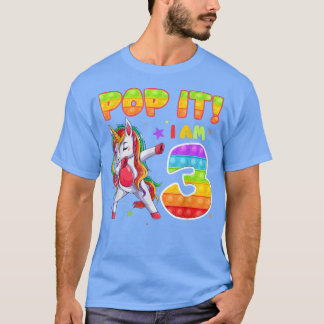 Camiseta Dabbing Unicorn Pop I I'm 3 Anos 3rd Birthda
