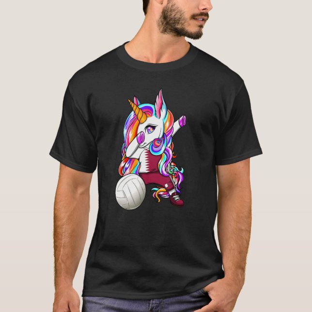 Camiseta Dabbing Unicorn Qatar Voleibol Fans Jersey Qatar (Frente)