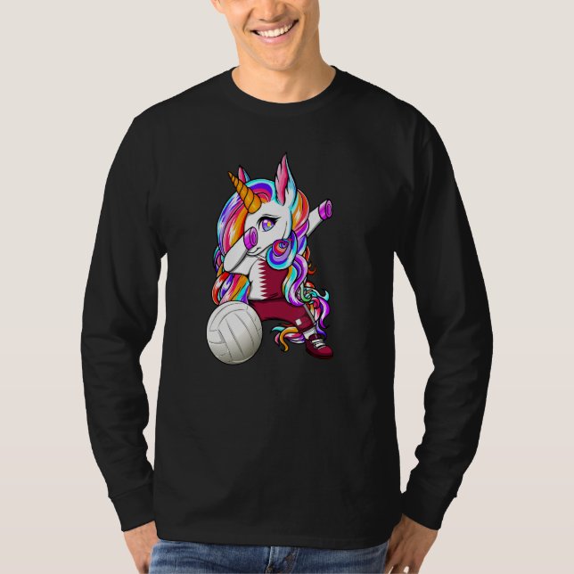 Camiseta Dabbing Unicorn Qatar Voleibol Fans Jersey Qatar (Frente)