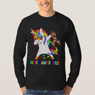 Camiseta Dabbing Unicorn Quebra-cabeça Ribbon Autism Consci