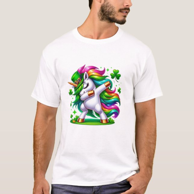 Camiseta Dabbing Unicorn Rainbow (Frente)