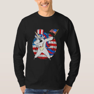 Camiseta Dabbing Unicorn Rainbow Patriotic American Usa Gir