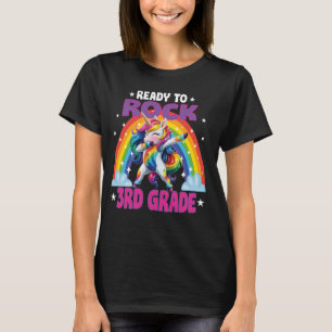 Camiseta Dabbing Unicorn Ready to Rock 3rd Grade Girls pres