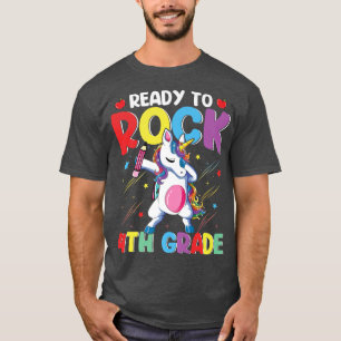 Camiseta Dabbing Unicorn Ready to Rock 4th Grade Back To Sc