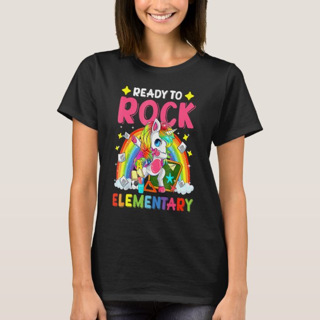 Camiseta Dabbing Unicorn Ready To Rock Elementar To S (Frente)
