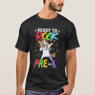 Camiseta Dabbing Unicorn Ready To Rock Pre K Engraçado Bac