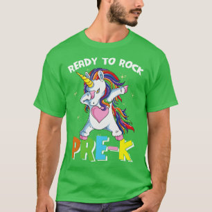 Camiseta Dabbing Unicorn Ready To Rock Pre To K Engraçado B