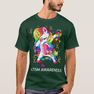Camiseta Dabbing Unicorn Ribbon Quebra-cabeça Autism Awarbo