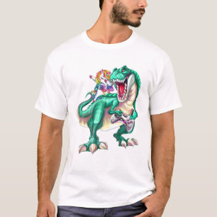 Camiseta Dabbing Unicorn Riding Dinosaur with Game Controle