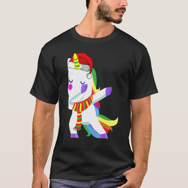 Camiseta Dabbing Unicorn Santa Hat Natal Natal Natal Xmas (Frente)