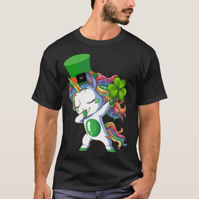 Camiseta Dabbing Unicorn St Patricks Day Lepricorn Irish Sh (Frente)