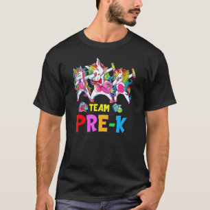 Camiseta Dabbing Unicorn Team Pre K Teacher Student First D