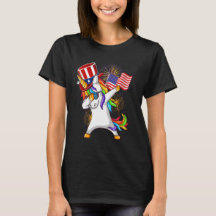 Camiseta Dabbing Unicorn Tio Sam 4 de julho Crianças Menina
