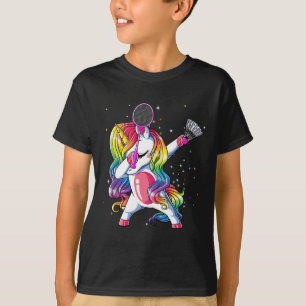 Camiseta Dabbing Unicorn tocando Badminton Player Lover Mat