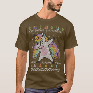 Camiseta Dabbing Unicorn Ugly Christmas Sweater Rainbow